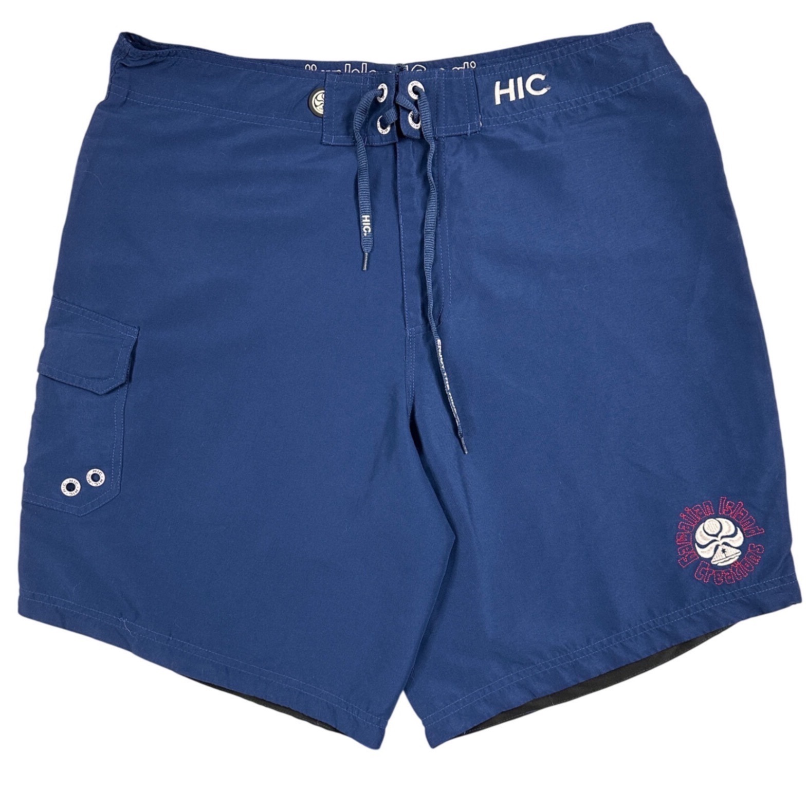 Hic Board Shorts Mens Sz 38 Navy Blue Cargo Pocket Surf Swim Trunks Beach Summer